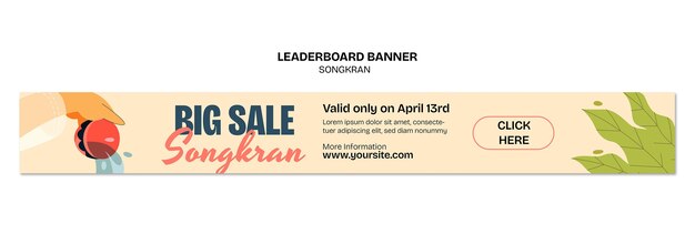 Songkran viering leaderboard banner sjabloon