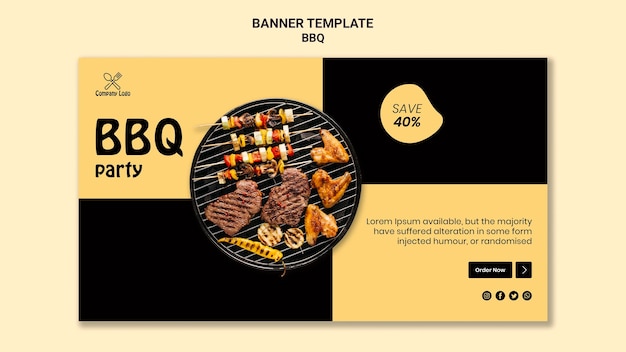 PSD gratuito stile banner orizzontale di barbecue party