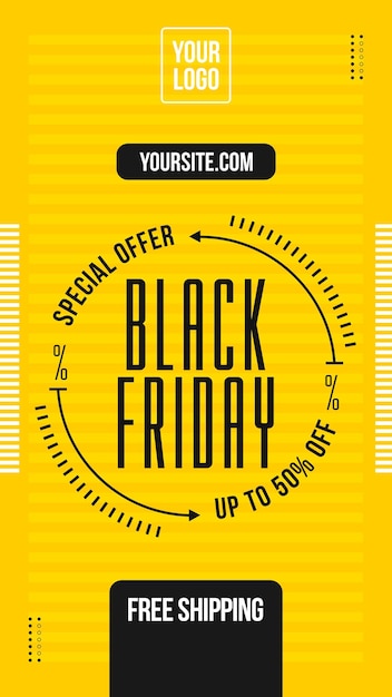 PSD gratuito storie sui social media offerta speciale del black friday fino a 50 di sconto