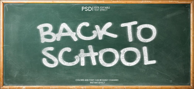 Gratis PSD teksteffect voor back to school op groen schoolbord