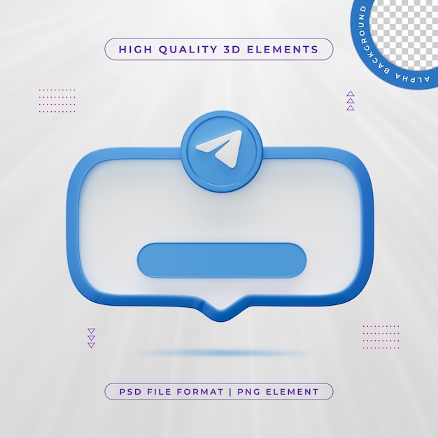 PSD gratuito telegram unisciti a noi banner element icon isolato render 3d