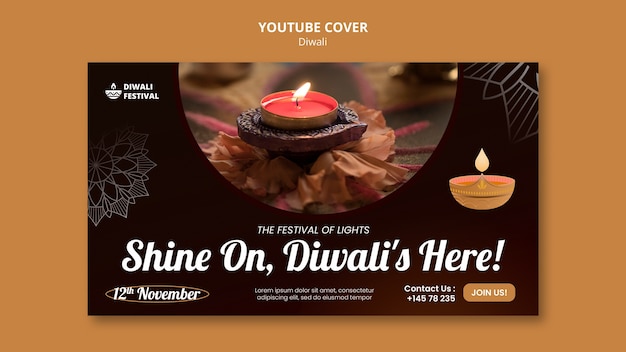 Template di copertina di YouTube per la celebrazione di Diwali