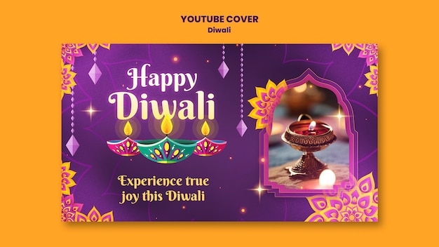 PSD gratuito template di copertina di youtube per la celebrazione di diwali