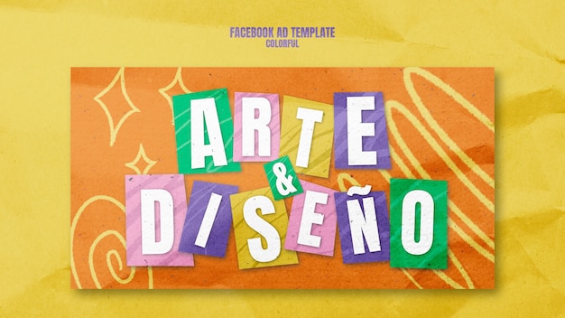 PSD gratuito template di facebook per eventi colorati disegnati a mano