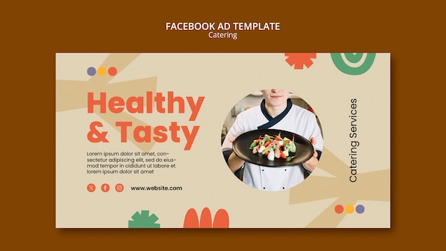 PSD gratuito template di facebook per il servizio di catering flat design