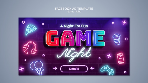 PSD gratuito template di facebook per l'intrattenimento di game night