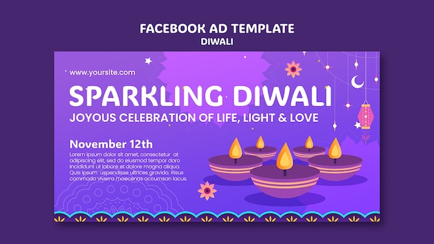 PSD gratuito template di facebook per la celebrazione di diwali