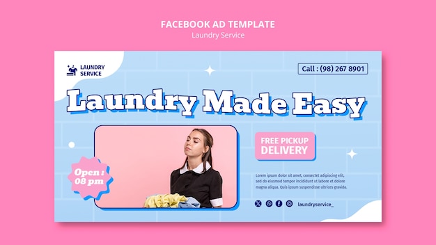 PSD gratuito template facebook del servizio di lavanderia