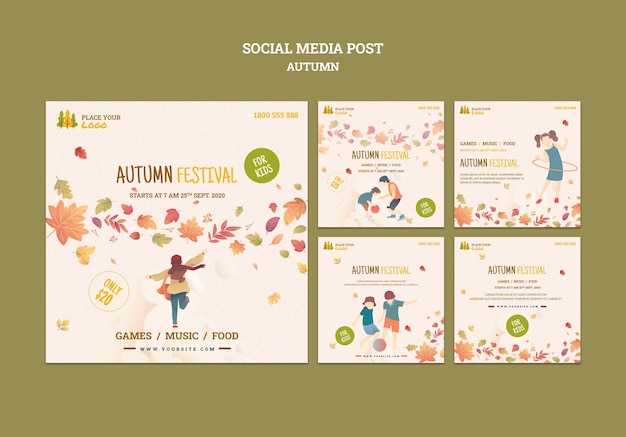 Tempo divertente al festival autunnale per bambini sui social media