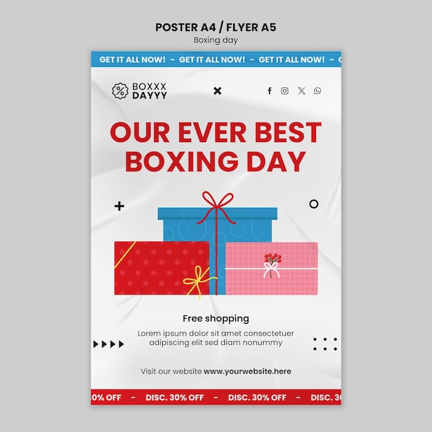 Gratis PSD tweede kerstdag viering poster sjabloon