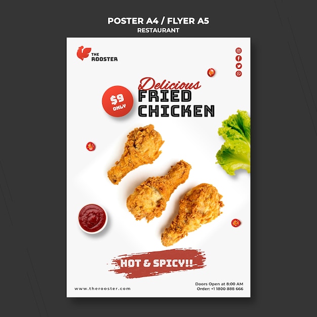 PSD gratuito volantino fast food con foto