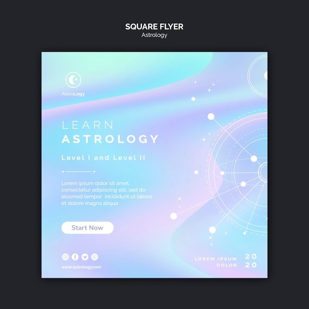 PSD gratuito volantino quadrato per l'astrologia olografica