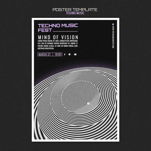 PSD gratuit affiche du festival de musique techno