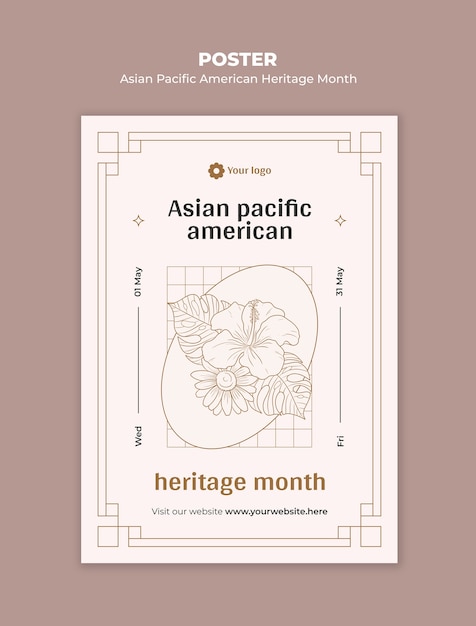 PSD gratuit affiche du mois du patrimoine asiatique-américain du pacifique