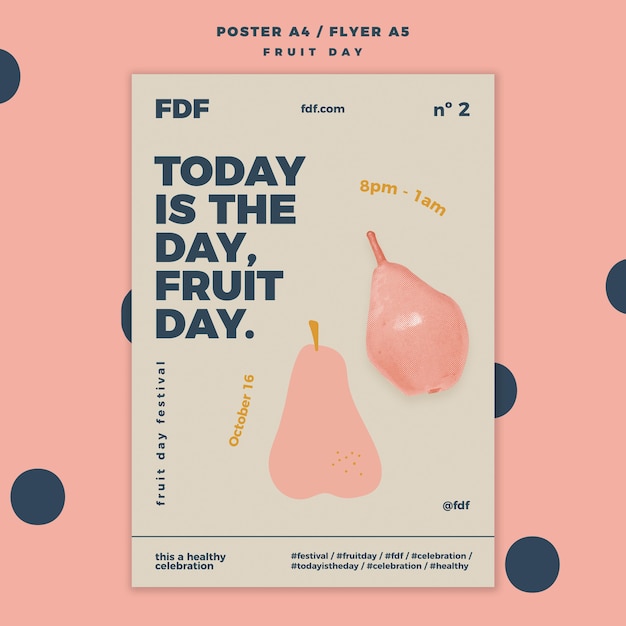 PSD gratuit affiche de la journée des fruits avec illustrations