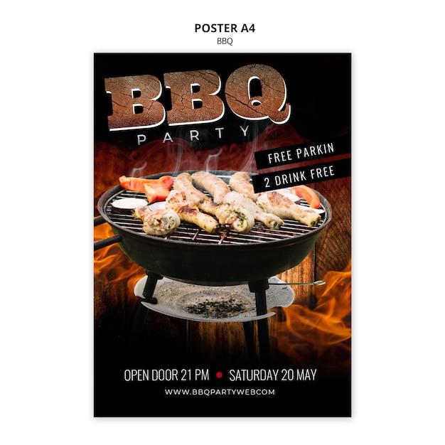 PSD gratuit affiche de modèle de barbecue a4