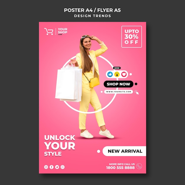 PSD gratuit affiche de modèle de femme commerçante