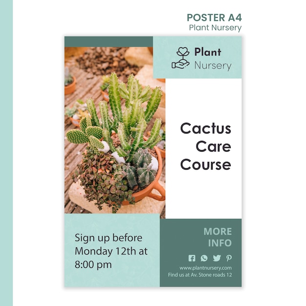 PSD gratuit affiche de modèle de pépinière de plantes