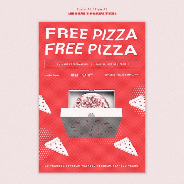 PSD gratuit affiche de modèle de restaurant de pizza