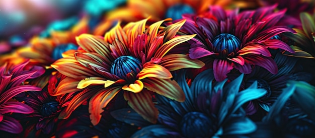 PSD gratuit agrandi de fleurs colorées generative ai