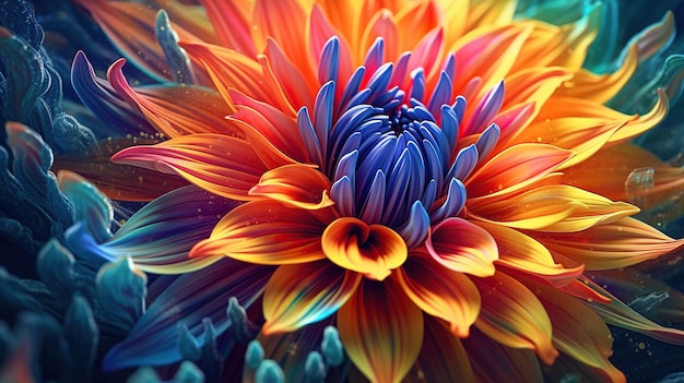 PSD gratuit agrandi de fleurs colorées generative ai