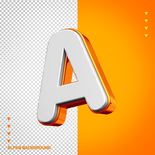 PSD gratuit alphabet 3d lettre a blanche avec orange