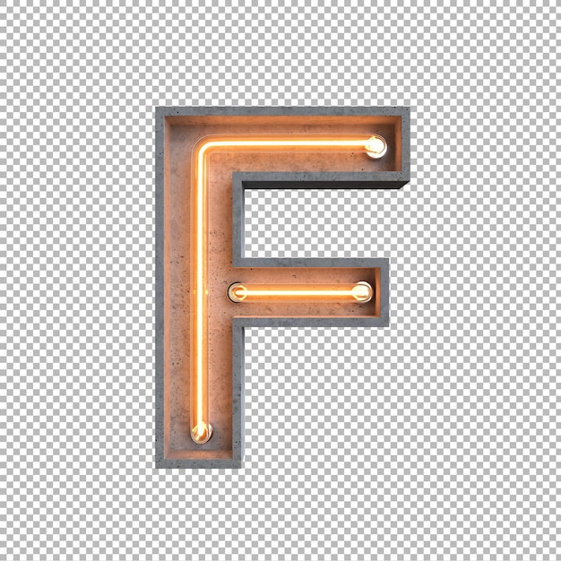 PSD gratuit alphabet néon béton sur fond transparent