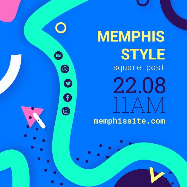 PSD gratuit arrière-plan de style memphis bleu