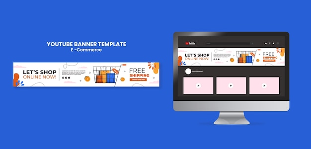 PSD gratuit une bannière de concept de commerce électronique sur youtube.
