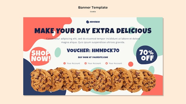 PSD gratuit bannière horizontale avec des cookies