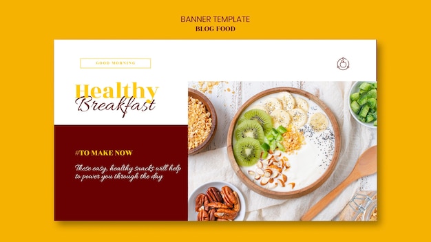 PSD gratuit bannière horizontale pour le blog de recettes d'aliments sains