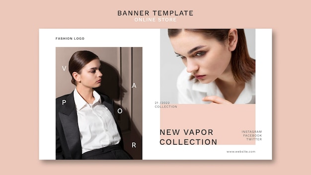 PSD gratuit bannière horizontale pour magasin de mode en ligne minimaliste