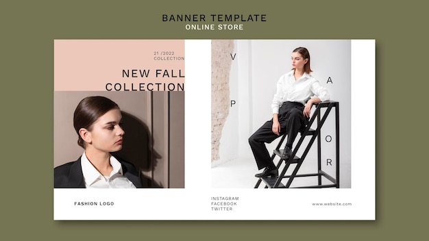 PSD gratuit bannière horizontale pour magasin de mode en ligne minimaliste