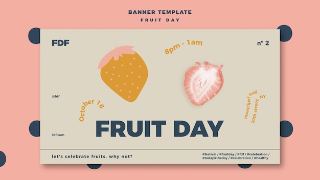 PSD gratuit bannière de la journée des fruits avec des illustrations