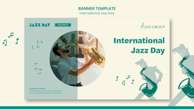 PSD gratuit bannière de la journée internationale du jazz