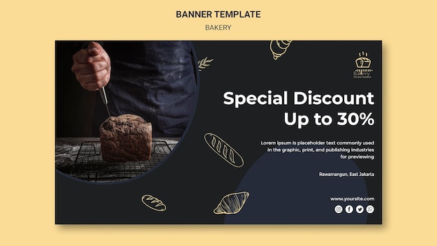 PSD gratuit bannière de modèle d'annonce de boulangerie