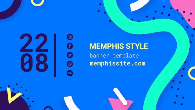 PSD gratuit bannière de style memphis bleu