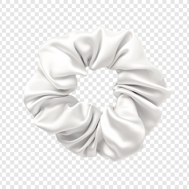 PSD gratuit beau scrunchie en soie blanche isolé sur un fond transparent