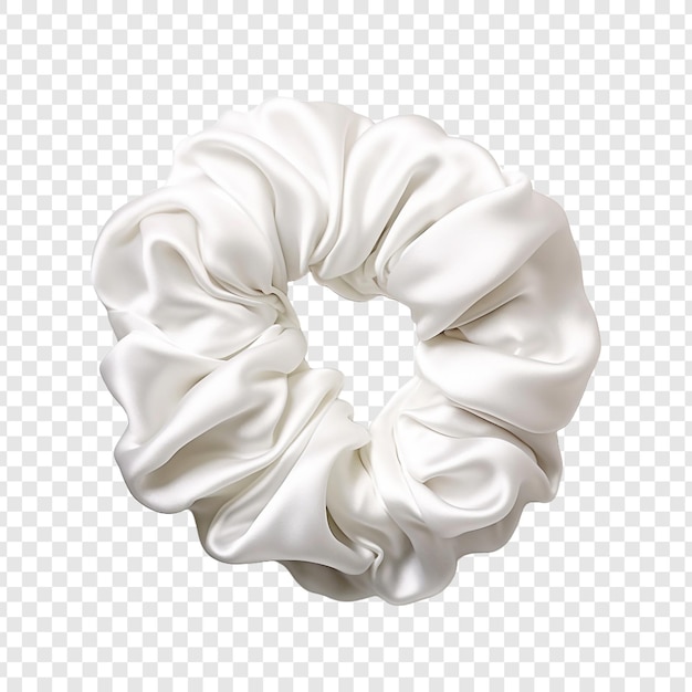 PSD gratuit beau scrunchie en soie blanche isolé sur un fond transparent