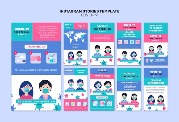 PSD gratuit bon à savoir sur les histoires instagram de coronavirus