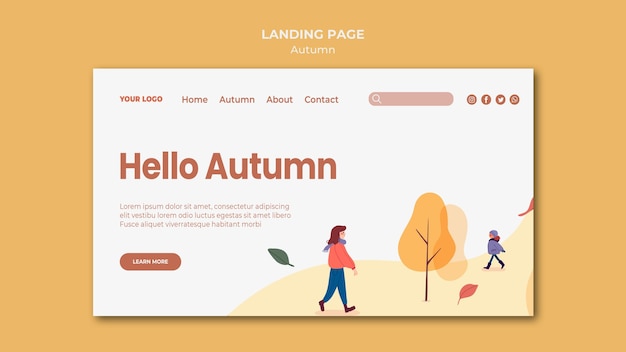 Bonjour modèle de page de destination automne