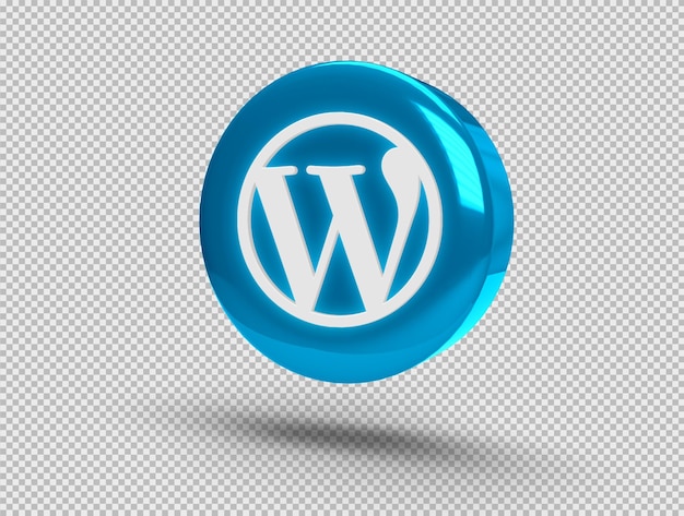 PSD gratuit bouton rond 3d brillant réaliste avec l'icône wordpress