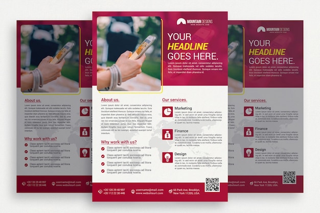 PSD gratuit brochure commerciale blanche avec détails en rose