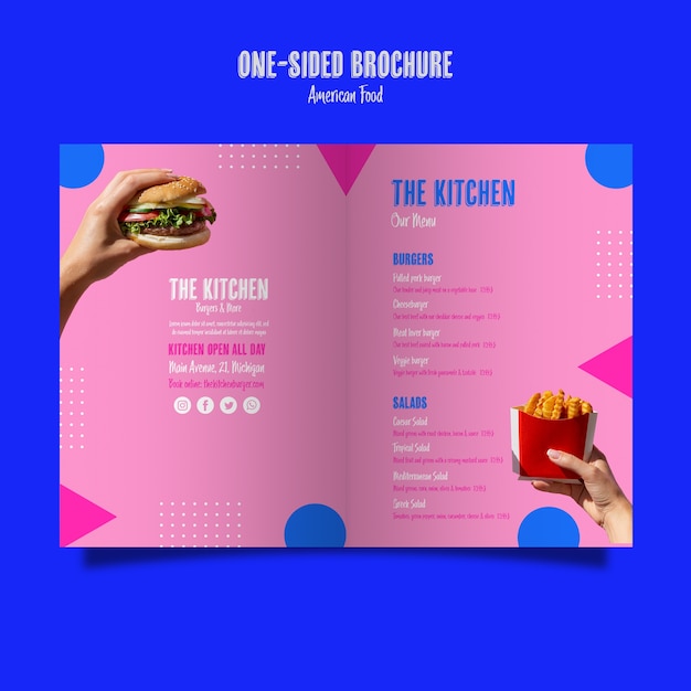 PSD gratuit brochure de menu de cuisine unilatérale