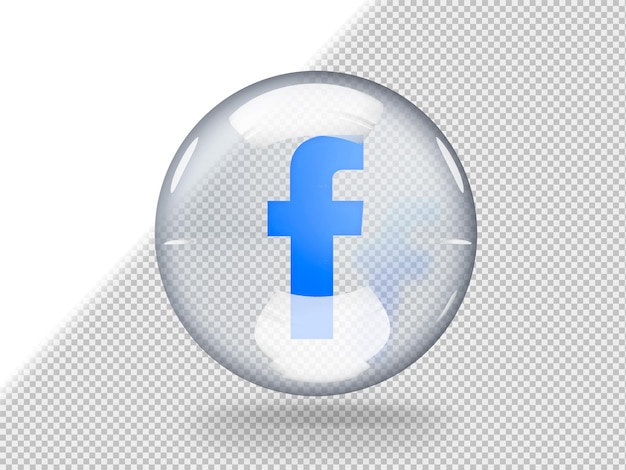 PSD gratuit bulle de verre transparente avec le logo facebook à l'intérieur isolé sur un fond transparent