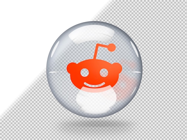 PSD gratuit bulle de verre transparente avec le logo reddit à l'intérieur isolé sur un fond transparent