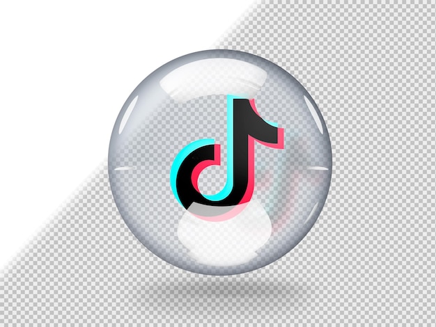 PSD gratuit une bulle de verre transparente avec le logo tiktok à l'intérieur isolé sur un fond transparent