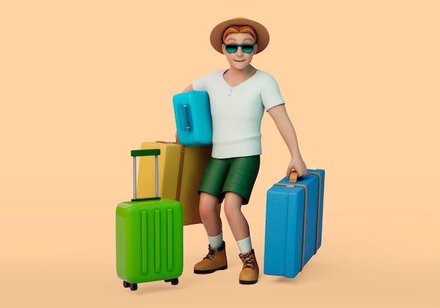 Caractère de l'homme transportant des bagages