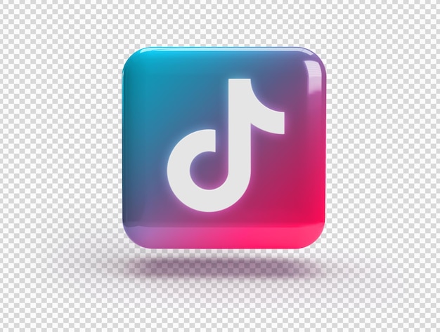 PSD gratuit carré 3d avec logo tiktok