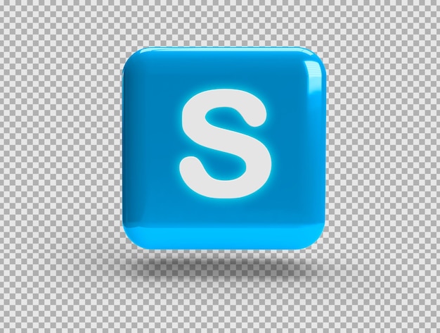 Carré 3D réaliste avec logo Skype